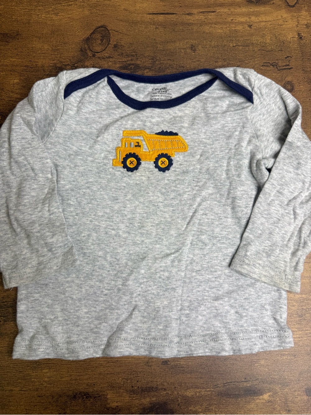 ⭐️5 for $20⭐️ George Gray Long-Sleeve Tee with Yellow Truck Applique 18-24M